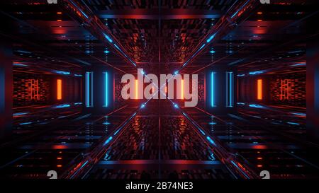 Kosmische Umgebung mit bunten Neon-Laserlicht Stockfoto