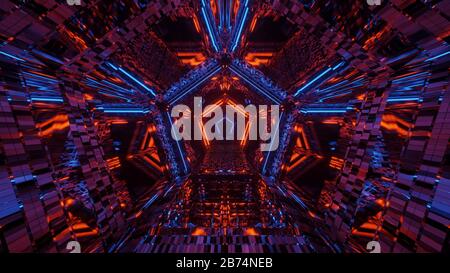 Kosmische Umgebung mit bunten Neon-Laserlicht Stockfoto