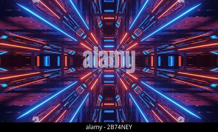 Kosmische Umgebung mit bunten Neon-Laserlicht Stockfoto