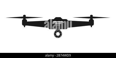 Einfaches Vektorsymbol einer Drohne mit einer Kamera. Einfaches flaches Design für Apps und Websites. Stock Vektor