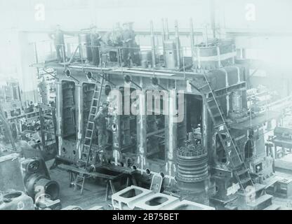 1930-1940. Jahrgänge Fotos von Fiat Big Motors Fabrik , fabbrica Grandi Motori in Turin, Italien. Stockfoto