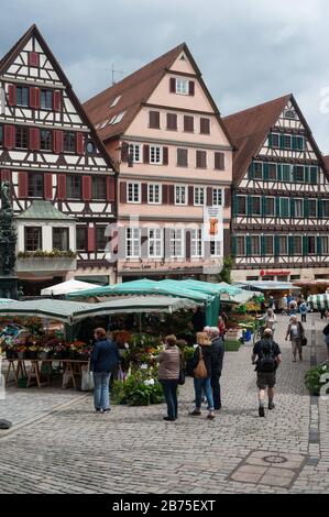 07.06.2017, Tübingen, Baden-Württemberg, Deutschland, Europa - der Marktplatz in der Altstadt von Tuebingen. [Automatisierte Übersetzung] Stockfoto