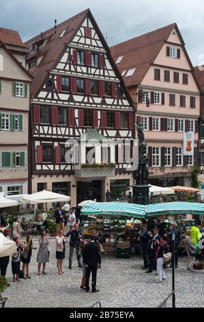 07.06.2017, Tübingen, Baden-Württemberg, Deutschland, Europa - der Marktplatz in der Altstadt von Tuebingen. [Automatisierte Übersetzung] Stockfoto