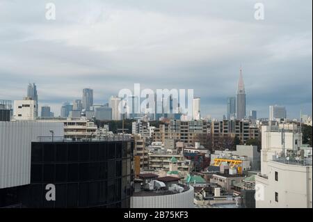 31.12.2017, Tokio, Japan, Asien - BLICK vom Tokyu Plaza Omotesando in Harajuku vom Stadtpanorama der japanischen Hauptstadt Tokio. [Automatisierte Übersetzung] Stockfoto