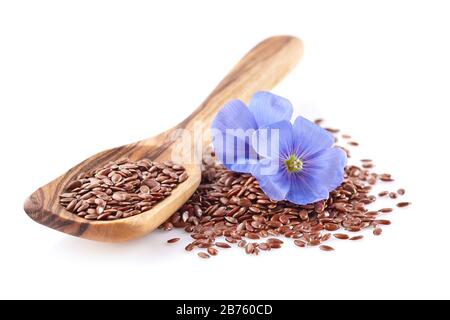 Leinsamen mit Blumen Stockfoto