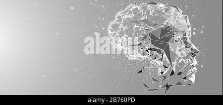 Abstraktes menschliches Gehirn. Künstliche Intelligenz neue Technologie. Futuristischer Hintergrund der Wissenschaft Stock Vektor