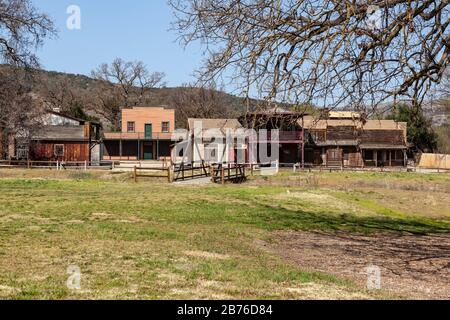 Alte historische Film-Sets im Besitz des US National Park in der Santa Monica Mountains Recreation Area auf der Paramount Ranch in der Nähe Von Los Angeles Ca. Stockfoto