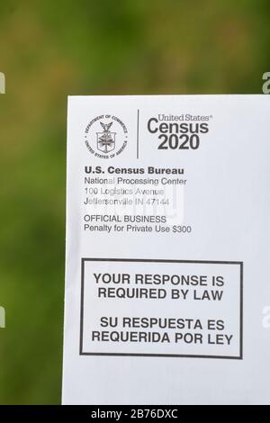 United States Census 2020 per E-Mail Stockfoto