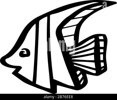 Süßes Meerestier im Doodle-Stil isoliert auf weißem Hintergrund. Vector Outline Ocean Animal Illustration. Einfaches Design für Sommerkinder. Stock Vektor