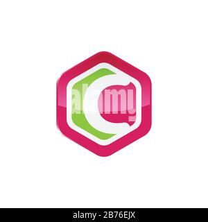 Sechseckiges C-Logo Symbol Designvorlage Farbenfrohes Vektorbild Stock Vektor