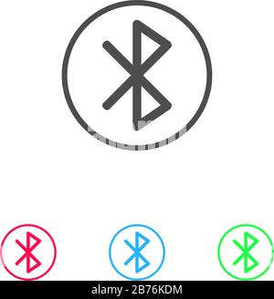 Bluetooth-Symbol flach. Farbpiktogramm auf weißem Hintergrund. Symbol für Vektorgrafiken und Bonussymbole Stock Vektor