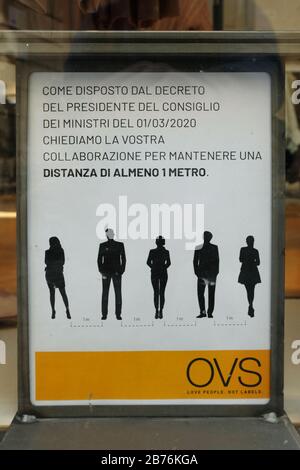 Quarantäneankündigung während der Coronavirus-Epidemie in Italien Stockfoto