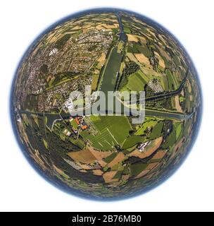 Kanalkreuz Datteln mit watergate Datteln, 23.07.2012, Luftbild, Deutschland, Nordrhein-Westfalen, Ruhrgebiet, Datteln Stockfoto