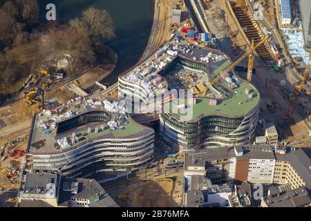 Baustelle für den Bau eines neuen Handels- und Büroimmobilien Koe-Bogen in Düsseldorf, 26.03.2013, Luftaufnahme, Deutschland, Nordrhein-Westfalen, Niederrhein, Düsseldorf Stockfoto