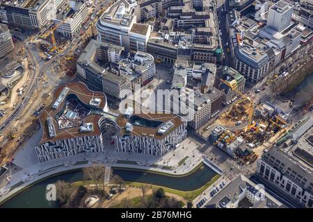 , Baustelle für den Bau eines neuen Handels- und Büroimmobilien Koe-Bogen in Düsseldorf, 24.02.2014, Luftaufnahme, Deutschland, Nordrhein-Westfalen, Niederrhein, Düsseldorf Stockfoto