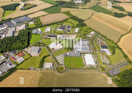 Natur- und Gewerbepark Olfetal in Ahlen, 12.07.2012, Luftbild, Deutschland, Nordrhein-Westfalen, Münsterland, Ahlen Stockfoto