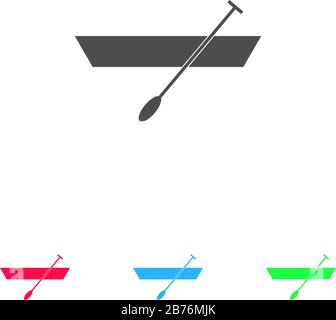 Boot mit Paddles Symbol flach. Farbpiktogramm auf weißem Hintergrund. Symbol für Vektorgrafiken und Bonussymbole Stock Vektor