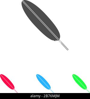 Federsymbol flach. Farbpiktogramm auf weißem Hintergrund. Symbol für Vektorgrafiken und Bonussymbole Stock Vektor