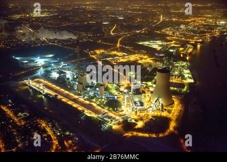 , Kohlekraftwerk Walsum im Kreis Walsum in Duisburg, 13.12.2012, Luftbild, Deutschland, Nordrhein-Westfalen, Ruhrgebiet, Duisburg Stockfoto