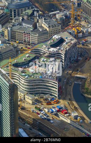 Baustelle für den Bau eines neuen Handels- und Büroimmobilien Koe-Bogen in Düsseldorf, 15.04.2013, Luftaufnahme, Deutschland, Nordrhein-Westfalen, Niederrhein, Düsseldorf Stockfoto