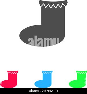 Weihnachts-Sock-Symbol flach. Farbpiktogramm auf weißem Hintergrund. Symbol für Vektorgrafiken und Bonussymbole Stock Vektor