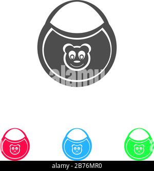 Lätzchen mit dem Bild des Bären Symbol flach. Farbpiktogramm auf weißem Hintergrund. Symbol für Vektorgrafiken und Bonussymbole Stock Vektor