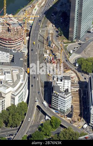 , Baustelle für den Bau eines neuen Handels- und Büroimmobilien Koe-Bogen in Düsseldorf, 16.08.2012, Luftaufnahme, Deutschland, Nordrhein-Westfalen, Niederrhein, Düsseldorf Stockfoto