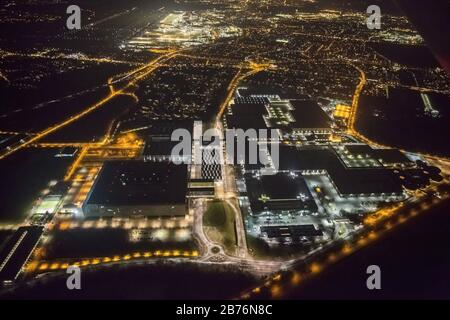 , Esprit Arena in Düsseldorf und Messegelände in der Nacht, 13.12.2012, Luftbild, Deutschland, Nordrhein-Westfalen, Niederrhein, Düsseldorf Stockfoto