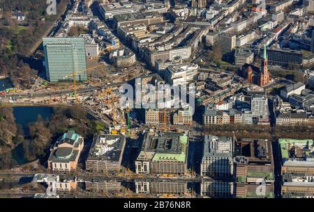 , Baustelle für den Bau eines neuen Handels- und Büroimmobilien Koe-Bogen in Düsseldorf, 19.03.2012, Luftaufnahme, Deutschland, Nordrhein-Westfalen, Niederrhein, Düsseldorf Stockfoto