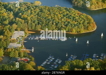 bucht Stadtmühlenbucht im Halterner Stausee, 14.10.2011, Luftbild, Deutschland, Nordrhein-Westfalen, Haltern am See Stockfoto