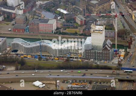 Landesarchiv NRW Gebäude auf einem ehemaligen Kai des Duisburger Binnenhafens, 17.06.2012, Luftaufnahme, Deutschland, Nordrhein-Westfalen, Ruhrgebiet, Duisburg Stockfoto