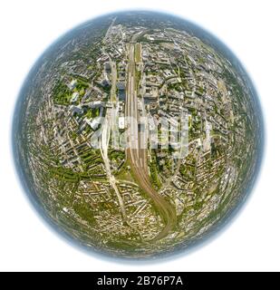 , Essener Innenstadt mit Hauptbahnhof, 01.08.2012, Luftbild, Deutschland, Nordrhein-Westfalen, Ruhrgebiet, Essen Stockfoto