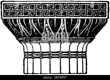 Die griechische dorische Hauptstadt, Die dorische Ordnung, in der Architektur, zweite der fünf Orden, zwischen der toskanischen und der ionischen, Vintage-Linie Zeichnung oder Gravur il Stock Vektor