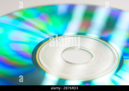 CD Compact Disk mit Rainbow Reflection Closeup Stockfoto