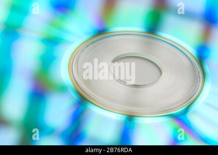 CD Compact Disk mit Rainbow Reflection Closeup Stockfoto