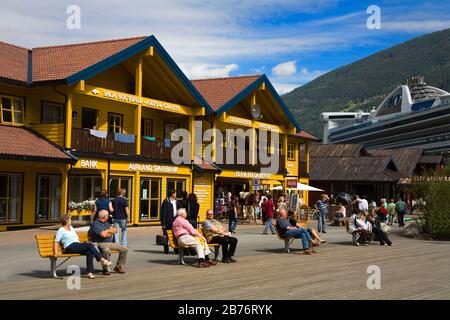 Shop in Sognefjorden, Flam Dorf Westfjorde, Norwegen, Skandinavien Stockfoto