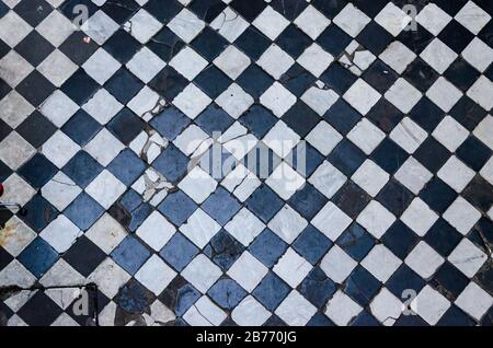 Black And White Checkered Floor Tiles, background, texture Stockfoto