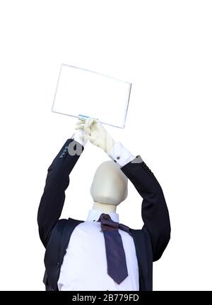 Businessman Puppet isoliert auf weißem Hintergrund. Das hatte einen Beschneidungspfad. Stockfoto