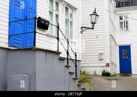 Alte Holzhäuser, Gamla Stan (Altstadt), Bergen City, Hordaland County, Norwegen Stockfoto