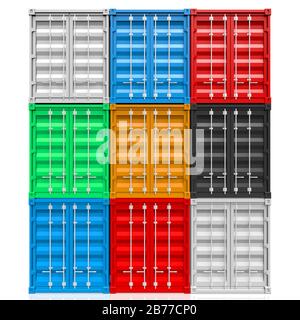 Bunte 3D-Frachtcontainer - ideal für Themen wie Güterverkehr usw. Stockfoto