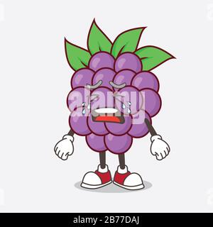 Eine Illustration der Figur des Boysenbeeren Fruchtscartoon Maskottchens mit weinenden Ausdrücken Stockfoto