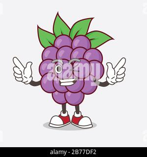 Eine Illustration der Figur des Boysenbeeren Fruchtscartoon Maskottchens mit Winking Eye Stockfoto