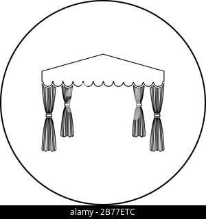 Canopy Pop Up Zelt Werbepavillon Markise für Ruhe Marquee Chuppah Icon im Kreis rund umrandet schwarz Farbe Vektor Illustration flacher Stil einfach Stock Vektor