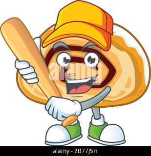 Cartoon-Design von swiss Roll mit Baseball-Stick Stock Vektor