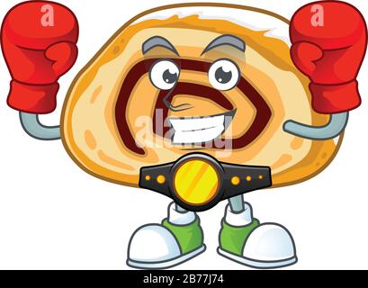 Sportliches Boxen im schweizer Roll-Maskottchen-Design Stock Vektor