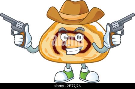 Cooles Cowboy-Cartoon-Design von schweizer Rollhalterpistolen Stock Vektor