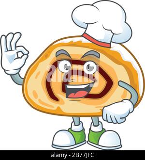 Ein Bild der schweizer Cartoon-Figur mit weißem Kochhut Stock Vektor