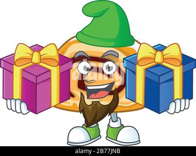 Lustiger Gesichts-Cartoon-Entwurf von swiss Roll mit Zungen-Out Stock Vektor