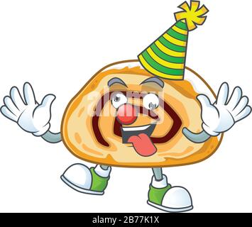 Süßer und Lustiger Clown swiss Roll im Cartoon-Design-Konzept vorgestellt Stock Vektor