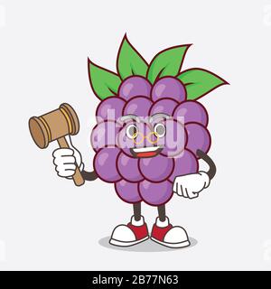 Eine Illustration der Figur des Boysenbeeren Fruchtscartoon Maskottchens als kluger Richter Stockfoto